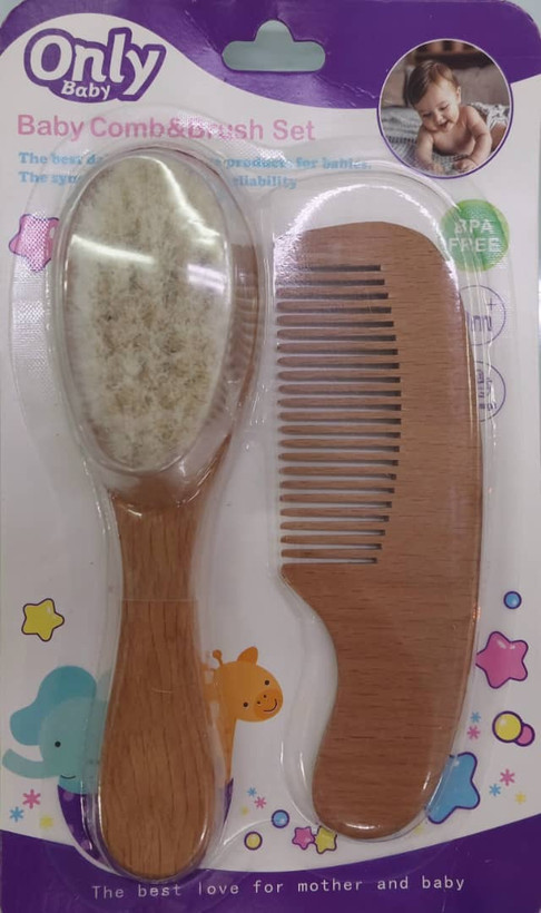 شانه برس دو عددی چوبی only نوزاد
