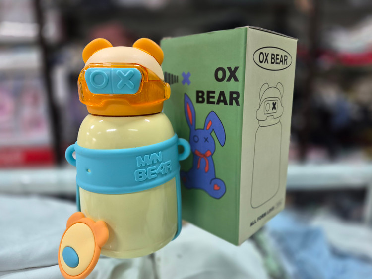 قمقمه کودک داخل استیل نی دار OX BEAR