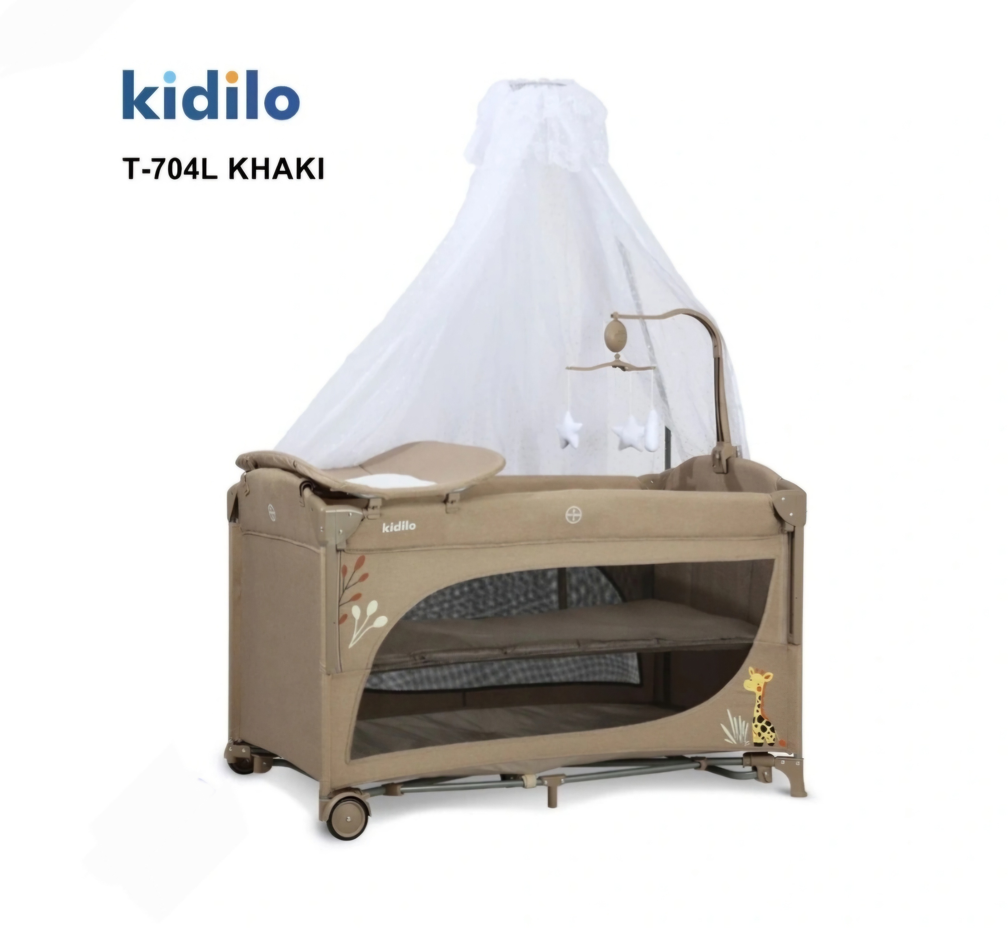 تخت و پارک چند کاره کیدیلو مدل t704l رنک کرم و  طوسی ،با ضمانت اصالت کالا
